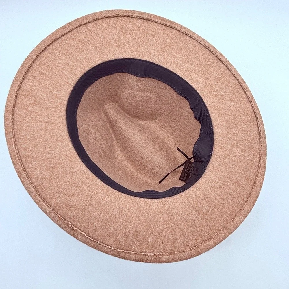 Womens‎ Wool Blend Fedora Hat Tan Brown Wide Brim Fashion Dress Hat